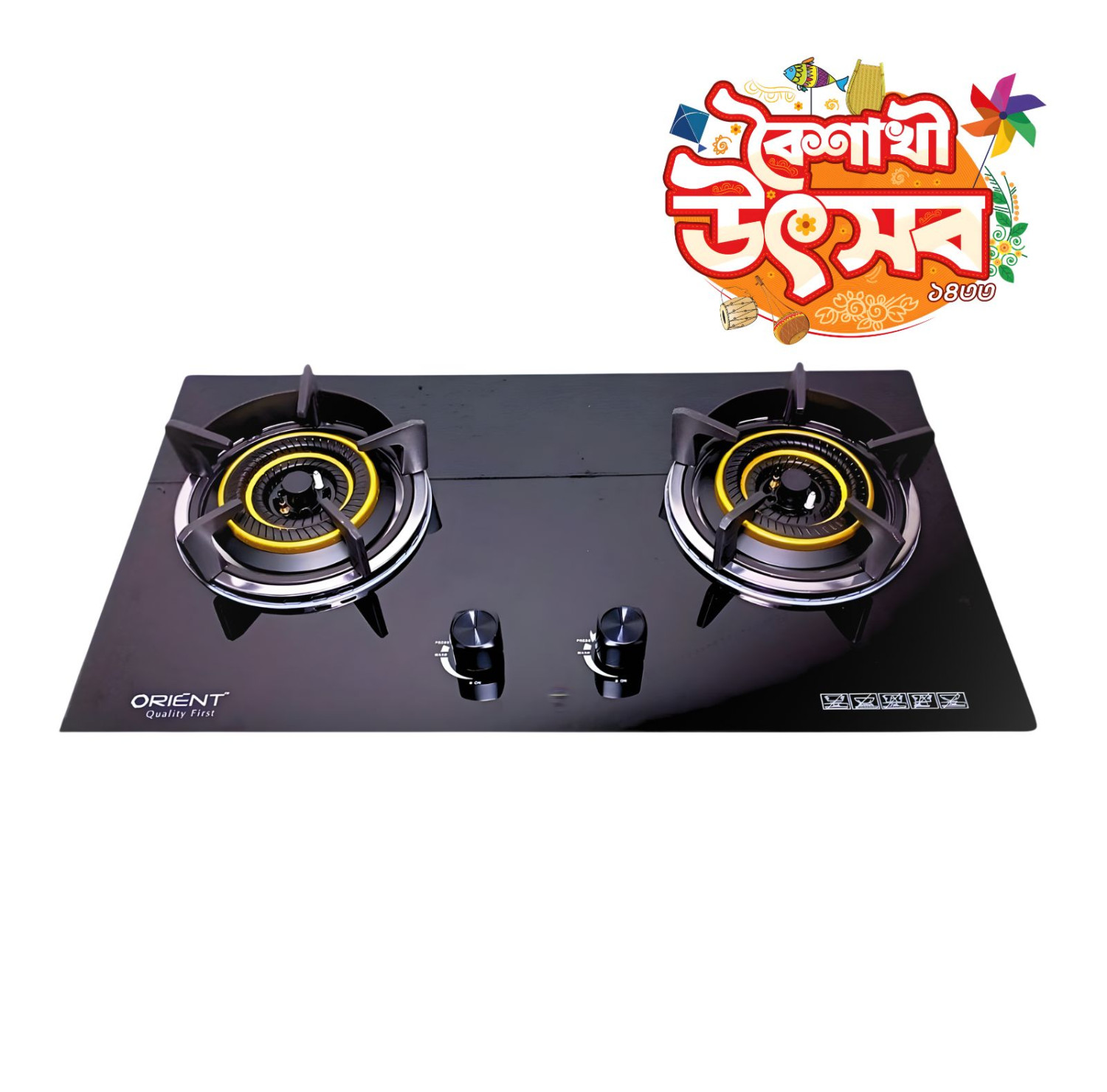 OR 604 STONE HIGH QUALITY TEMPERED BUILT IN GAS STOVE