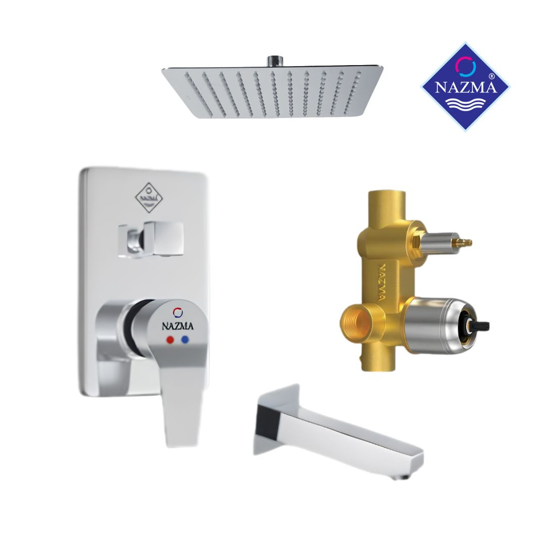NMI-694 NAZMA 3/4''CUBIC SHOWER MIXER (AURA) WITH 8'' CEILLING SHOWER