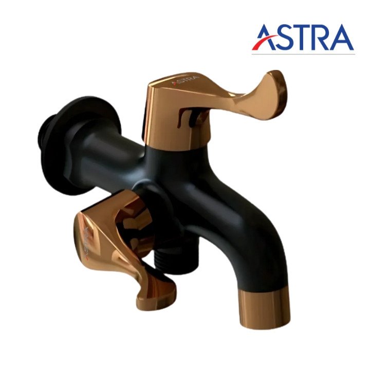 Astra RGB-4110 Classic Two in Bib Cock  Double Handle Faucet  Brass Black Gold