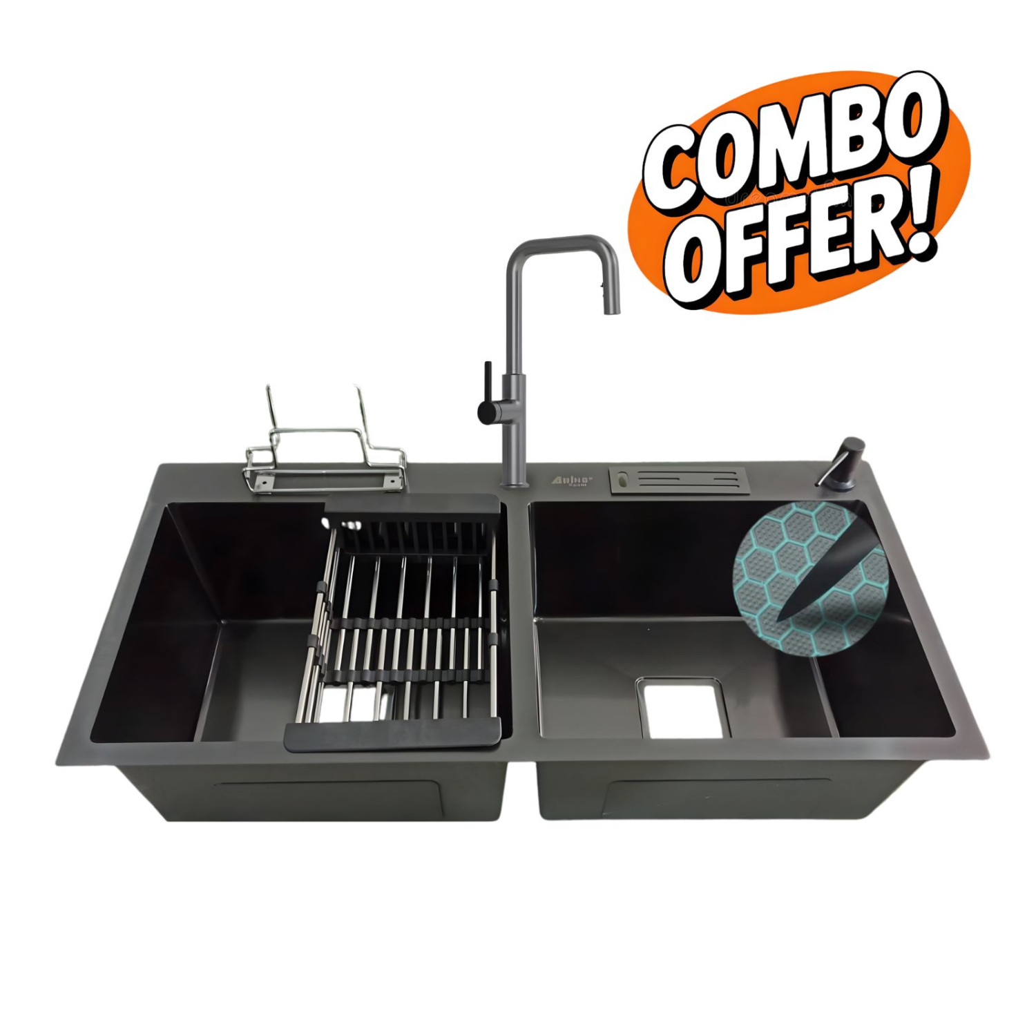 9045BK 36''INCH  HONEYCOMB SINK WITH KT-09 COMBO OFFER