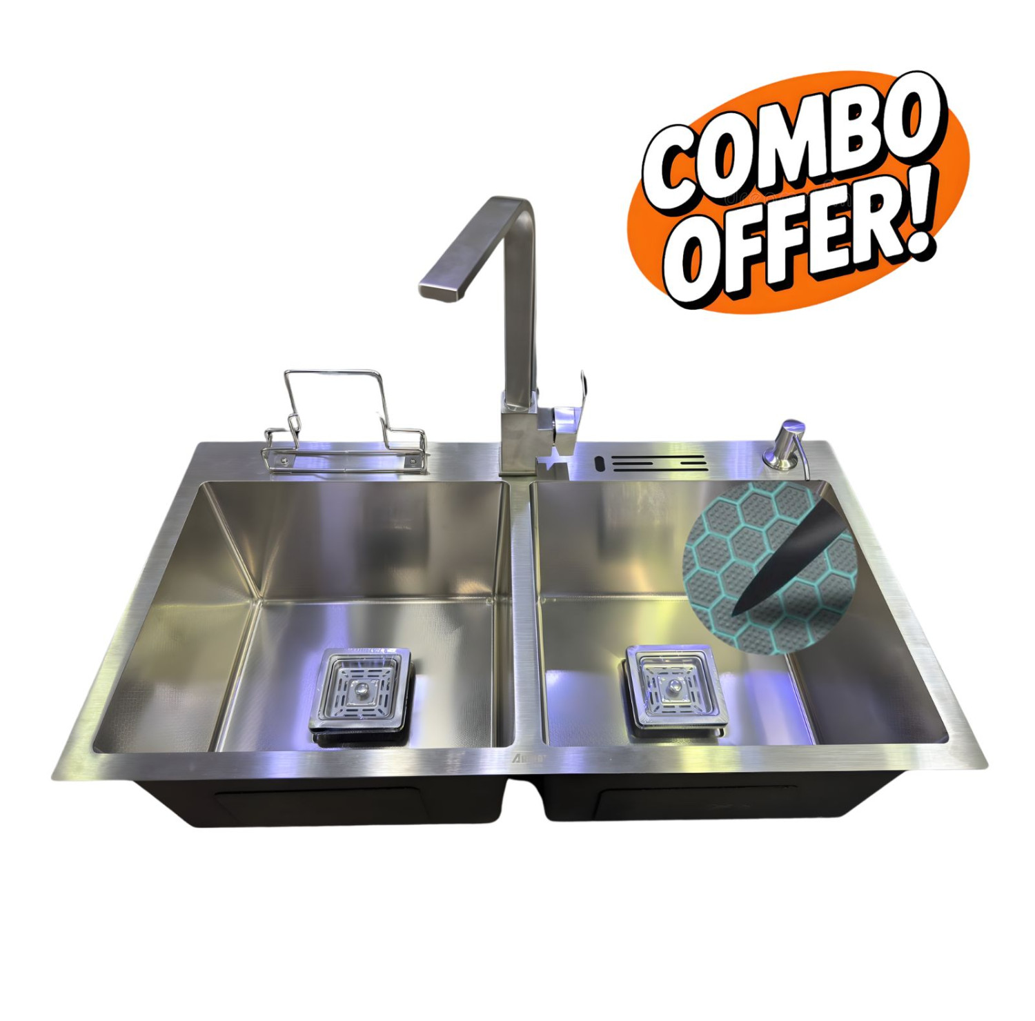 9045 36''x18"9" Inch Honeycomb Sink with CD-67 Sink Mixer Combo