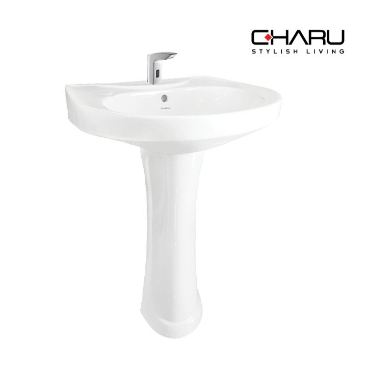 CHARU CM118 ALPINE WHITE WASH BASIN WITH PEDESTAL