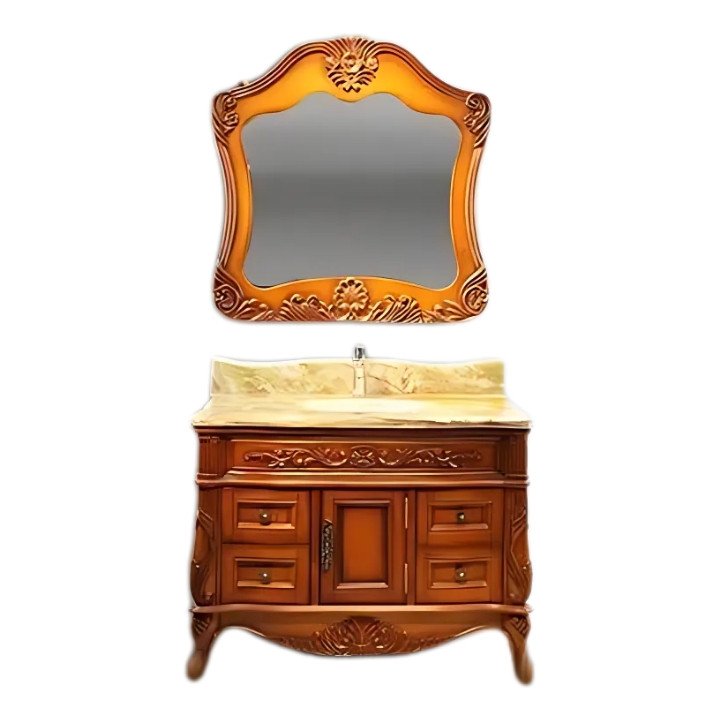 European Style Bathroom Solid Wood Antique, Marble Countertop Cabinet