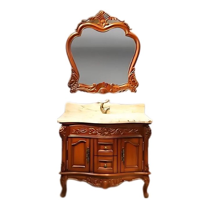 European Style Bathroom Solid Wood Antique, Marble Countertop Cabinet