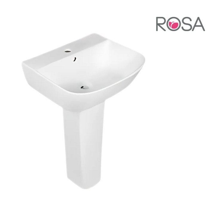 THAMES 50CM ALPINE WHITE WASH BASIN WITH PEDESTAL