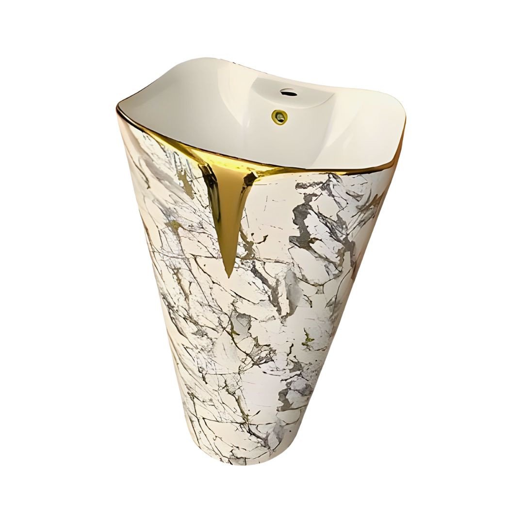 7166G NEW COLORFUL DECORATIVE MARBLE COUNTER DRUM BASIN