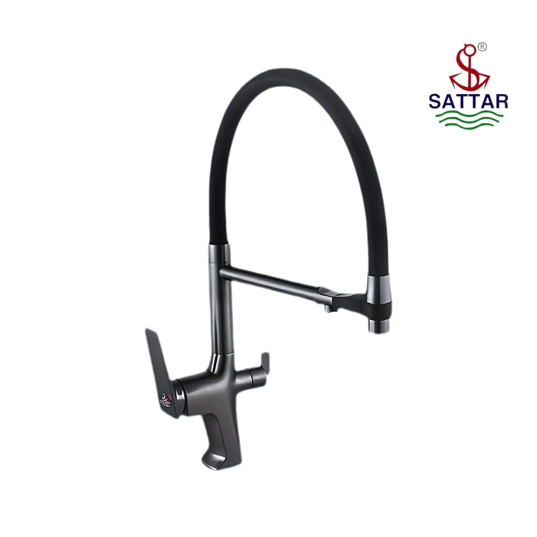 Kitchen Sink Mixer  With Pull Out Sprayer 786063G Premium Single Lever Basin Mixer(Gun Grey)