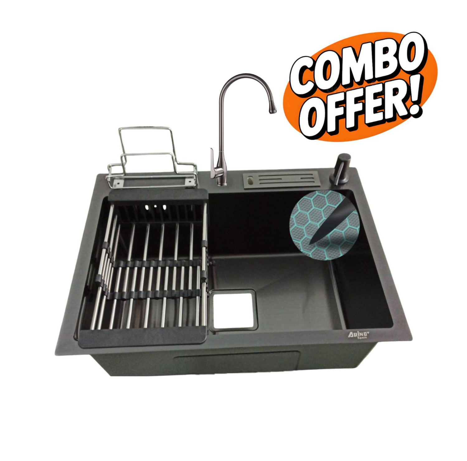 6045-BK 24'' INCH HONEYCOMB SINK WITH 102BK COMBO OFFER
