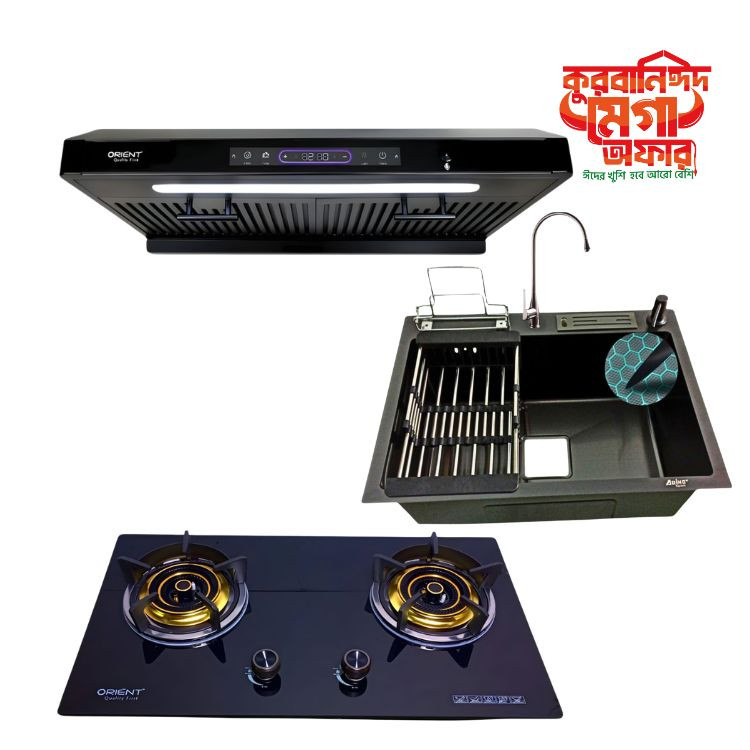 VOLVO MAX-OR-602 GAS STOVE 6045BK SINK WITH SINK MIXER