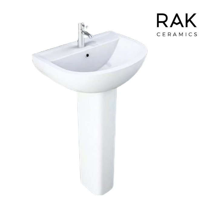 RAK-COMPACT ALPINE WHITE PEDESTAL WASH BASINS